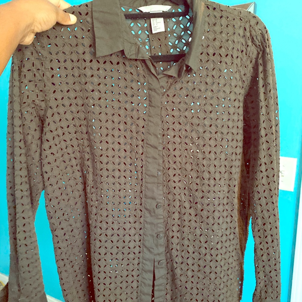 H&M Long Sleeve Olive Green Button Down Shirt